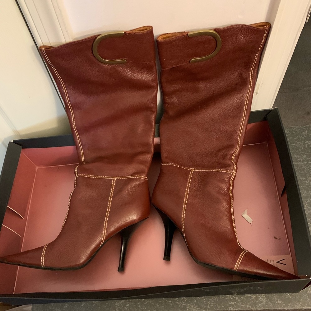Vince Camuto Brick Red Tumbled Leather Boots